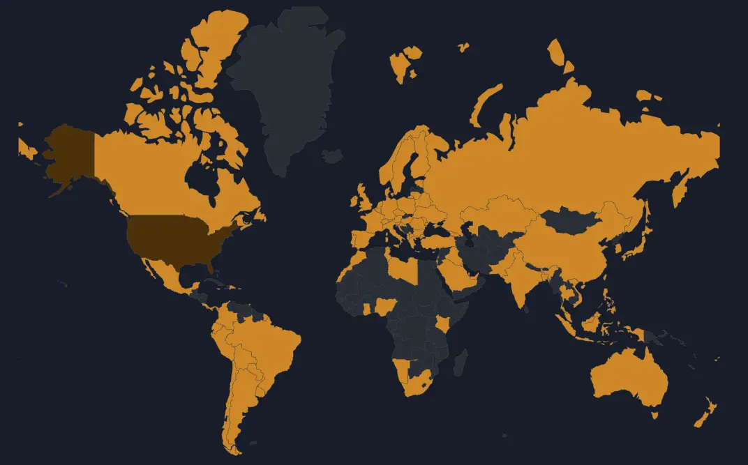 Launch week geographic distribution